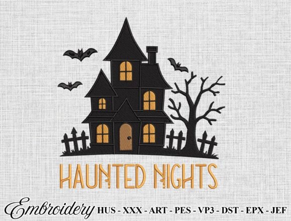Haunted Nights House Embroidery Design
