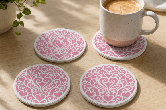 Hearts Cup Coasters & Holder 3D Print Files - STL/3MF - Image 5