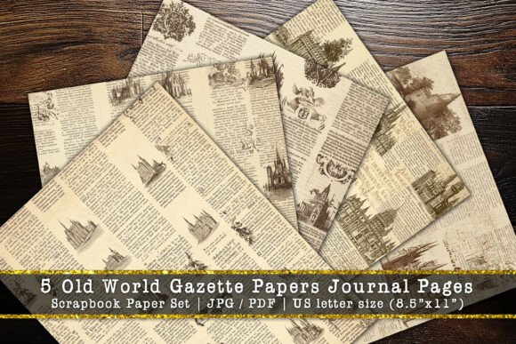 Old World Gazette Papers Scrapbook Set