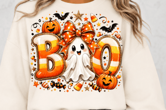 Orange Pumpkin BOO Ghost Halloween Png