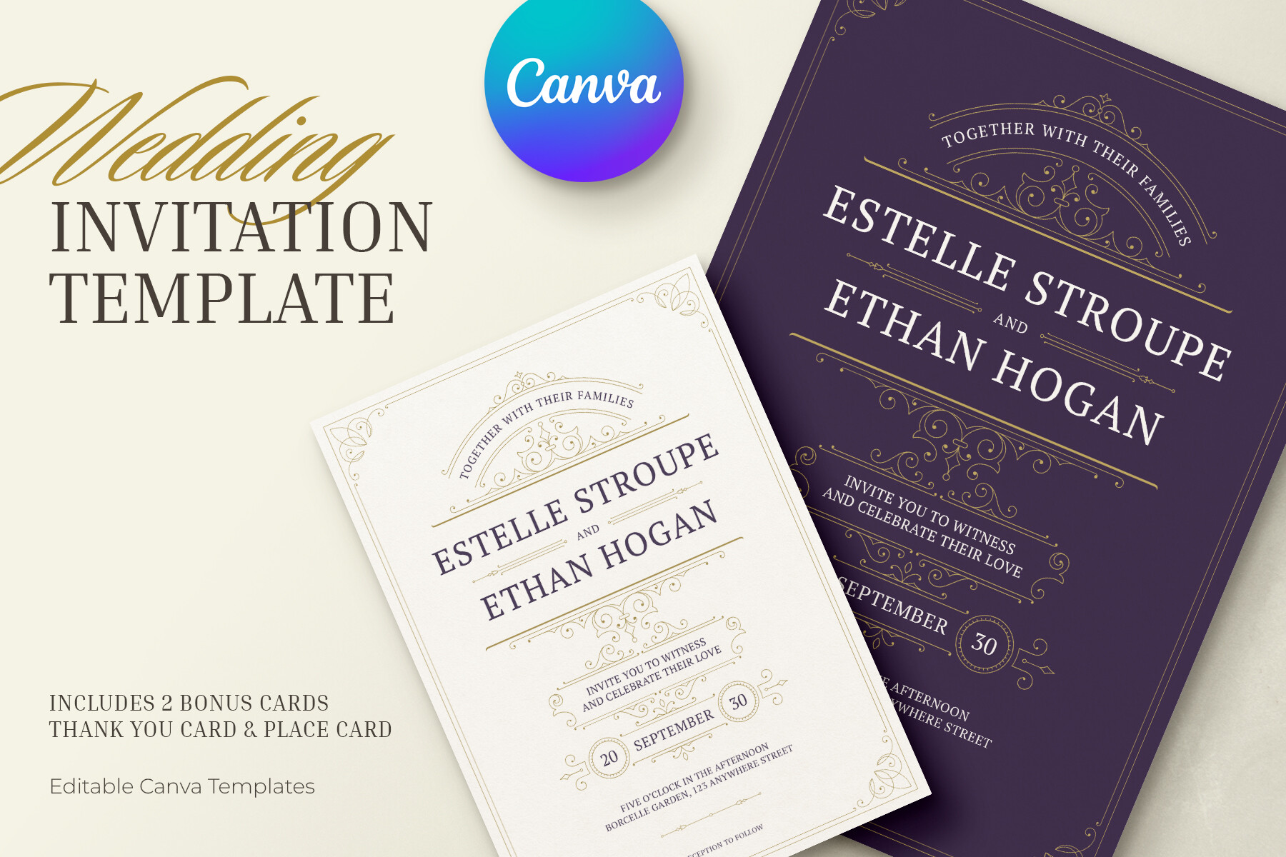 Ornate Wedding Invitation Canva