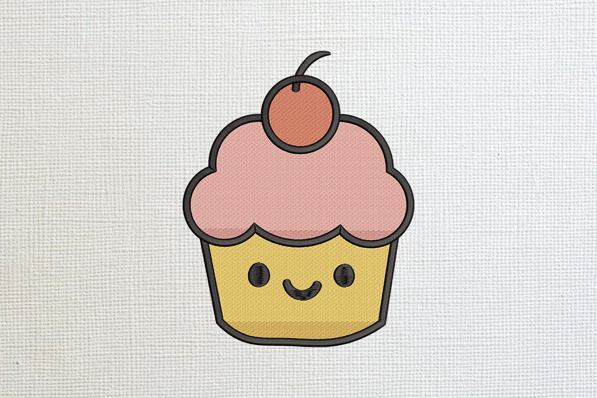 Pink Cream Cupcake Embroidery