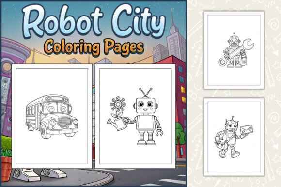 Robot City Coloring Pages for Kids