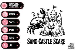 Sand Castle Scare Halloween Crab Design Graphic by YA design · Creative ...