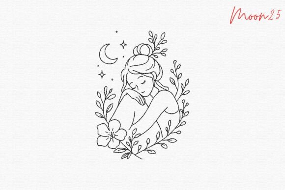 Sleeping Girl Line Art