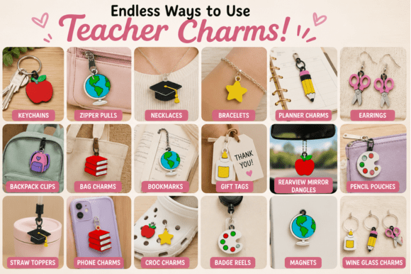 Teacher Charms Bundle - 10 Cute School Themed 3D Print Files - Image 3