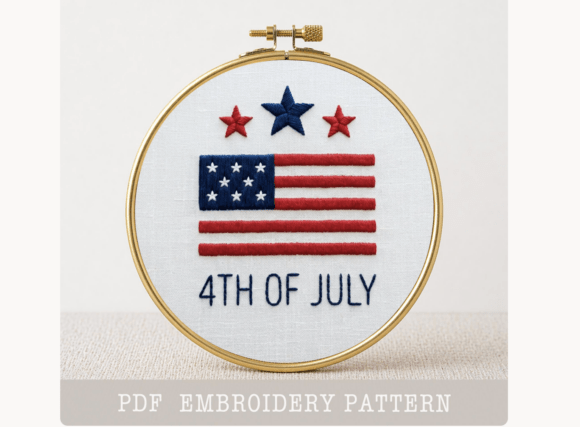 USA Flag Hand Embroidery Pattern