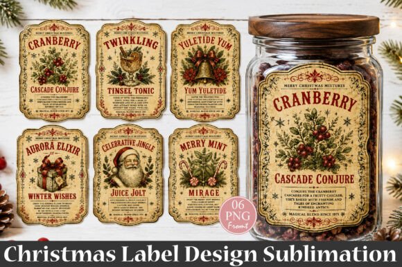 Vintage Retro Christmas Label PNG