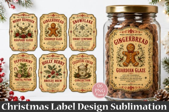 Vintage Retro Christmas Label PNG
