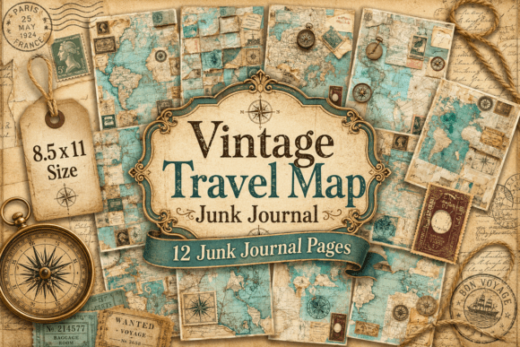 Vintage Travel Map Junk Journal