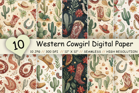 Western Cowgirl Digital Paper Pack