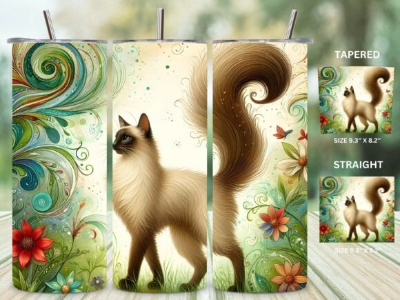 Whimsical Siamese Cat Tumbler Wrap