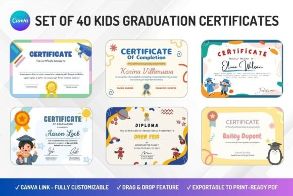 40 Kids Graduation Certificates