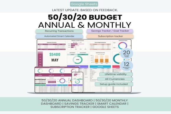 50 30 20 Budget Planner Template - Light budget planner