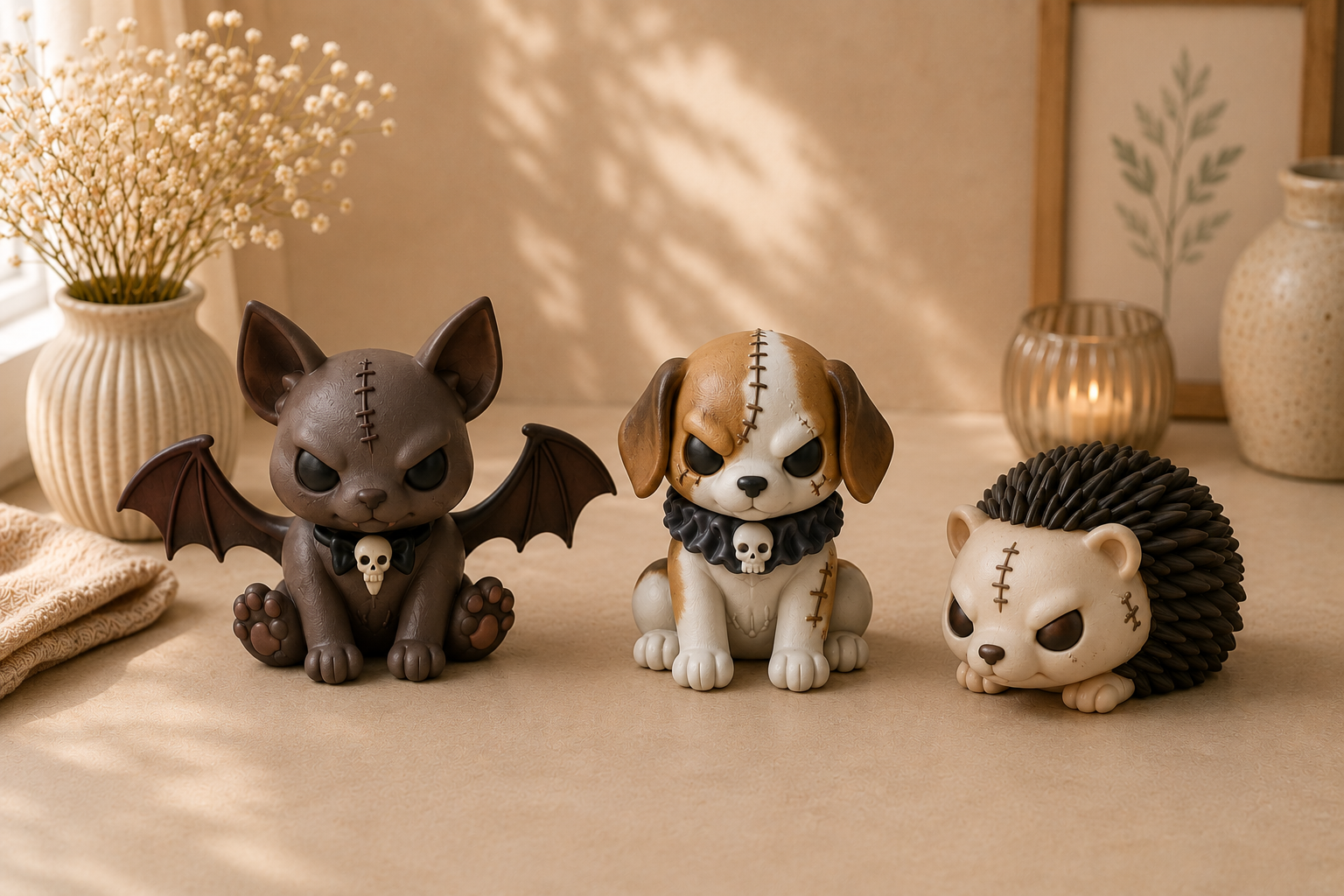 Angry Halloween Animals STL Bundle for 3D Printing - Bat Cat, Stitched Dog, Spooky Hedgehog - Image 5
