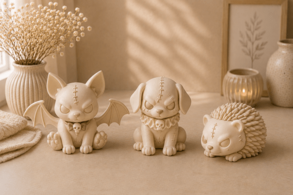 Angry Halloween Animals STL Bundle for 3D Printing - Bat Cat, Stitched Dog, Spooky Hedgehog - Image 2