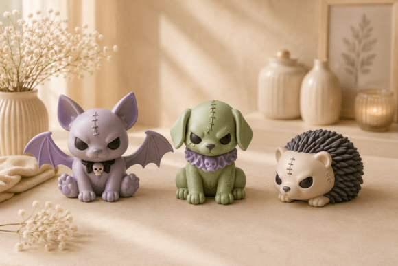Angry Halloween Animals STL Bundle for 3D Printing - Bat Cat, Stitched Dog, Spooky Hedgehog - Image 3