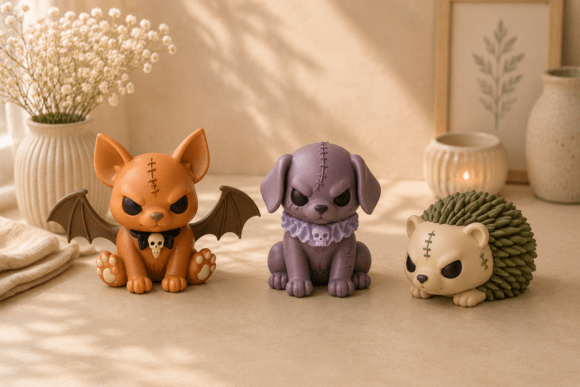 Angry Halloween Animals STL Bundle for 3D Printing - Bat Cat, Stitched Dog, Spooky Hedgehog - Image 4