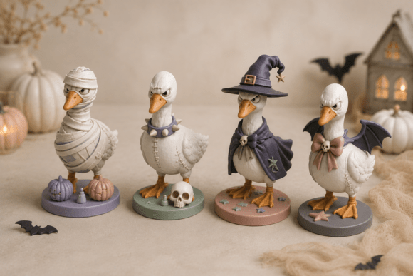 Angry Halloween Geese STL Bundle | 4 Unique Spooky Goose Designs - Image 2