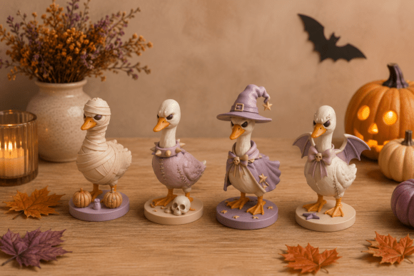 Angry Halloween Geese STL Bundle | 4 Unique Spooky Goose Designs - Image 1