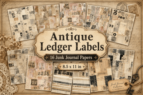 Antique Ledger Labels Junk Journal