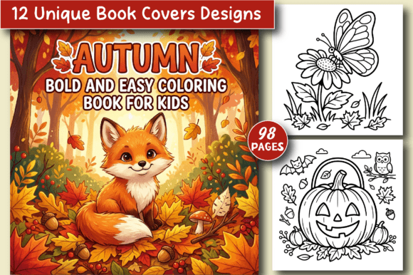 Autumn: Bold and Easy KIDS Coloring Book