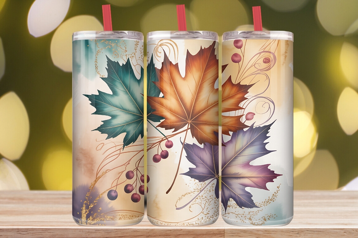 Autumn Maple Leaves, Autumn Tumbler Wrap