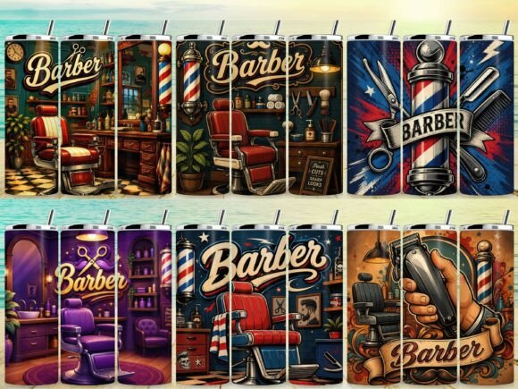 Barber 20 Oz Tumbler Wrap PNG Bundle
