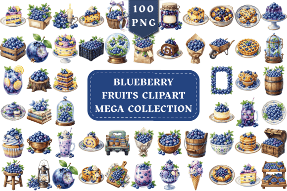 Blueberry Fruits Clipart Mega Collection