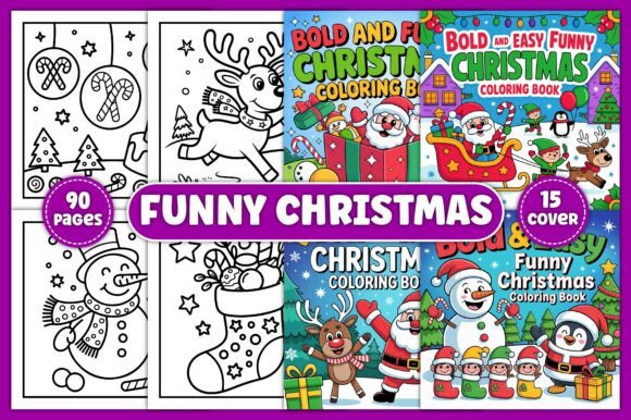 Bold Easy Funny Christmas Coloring Book