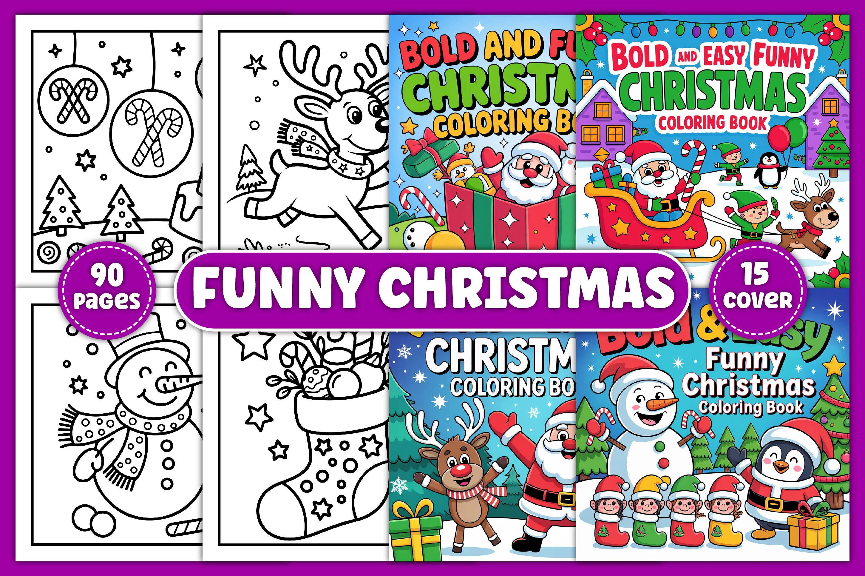 Bold Easy Funny Christmas Coloring Book