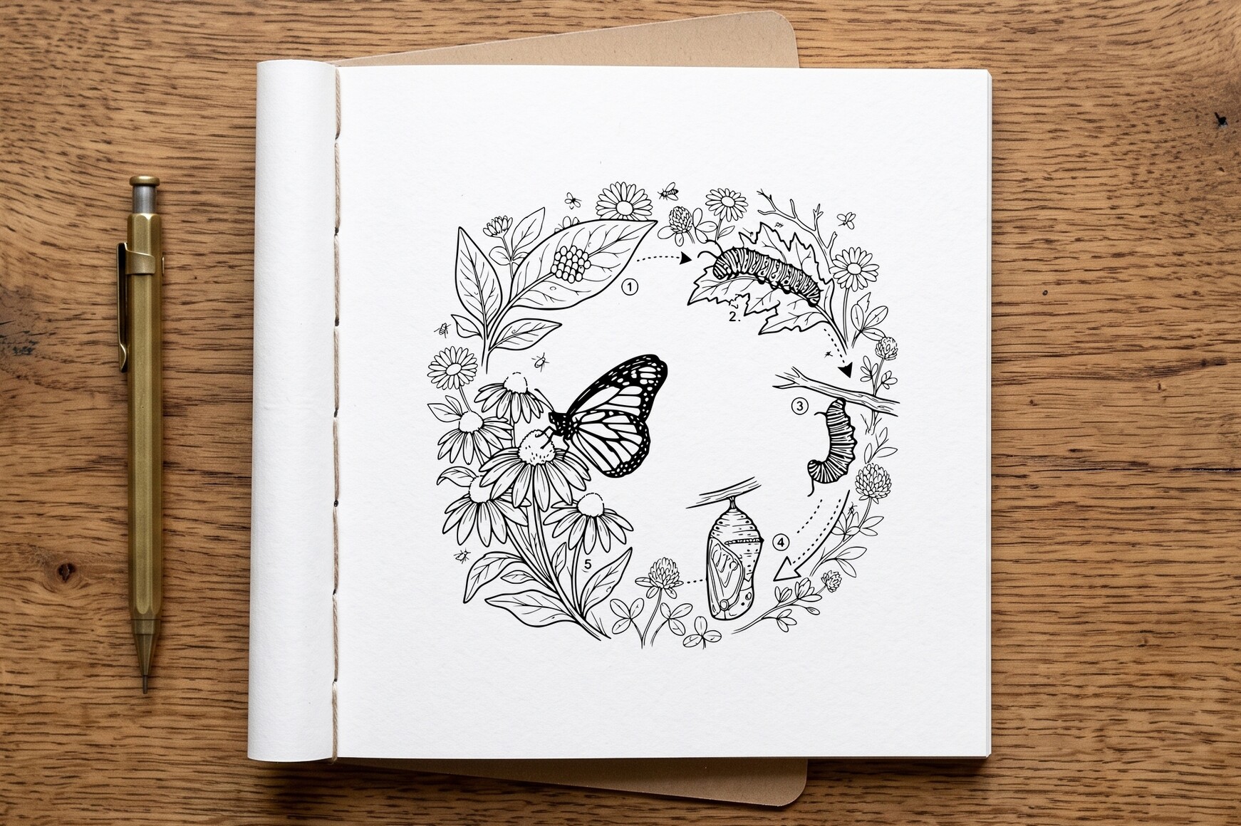 Butterfly Life Cycle Coloring Page