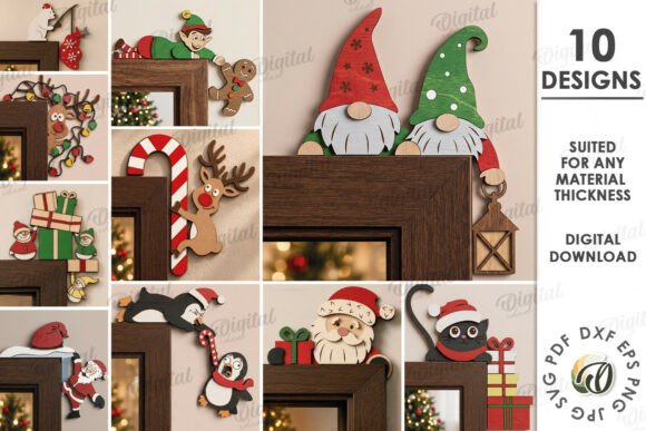 Christmas Door Corners Bundle Laser Cut laser cut file
