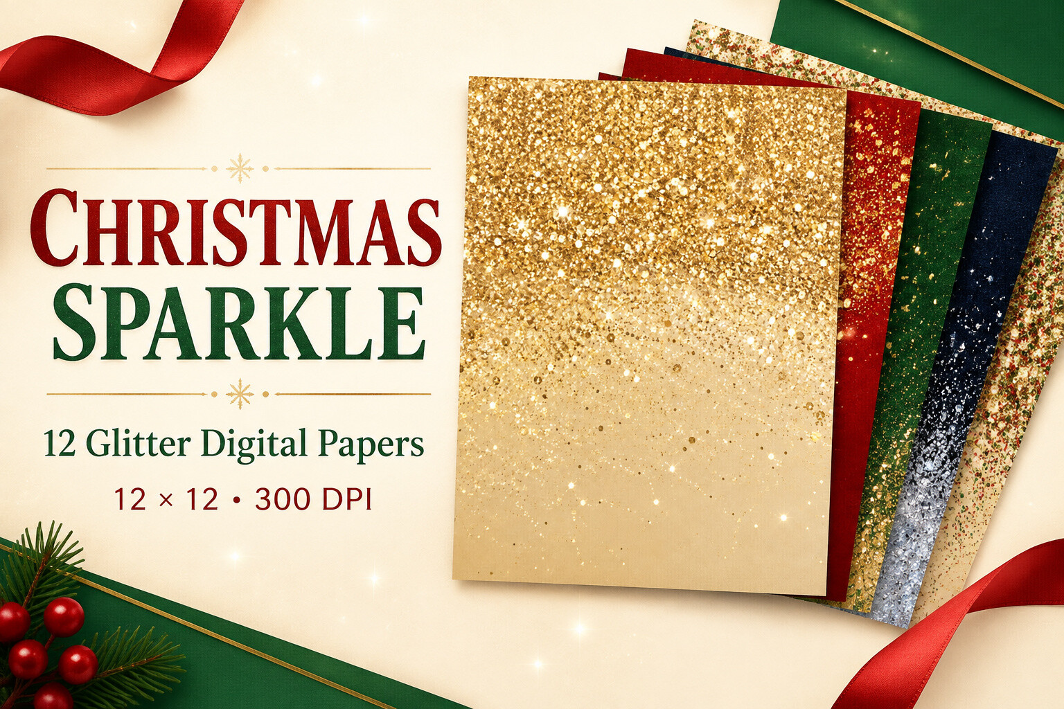Christmas Sparkle Glitter Papers