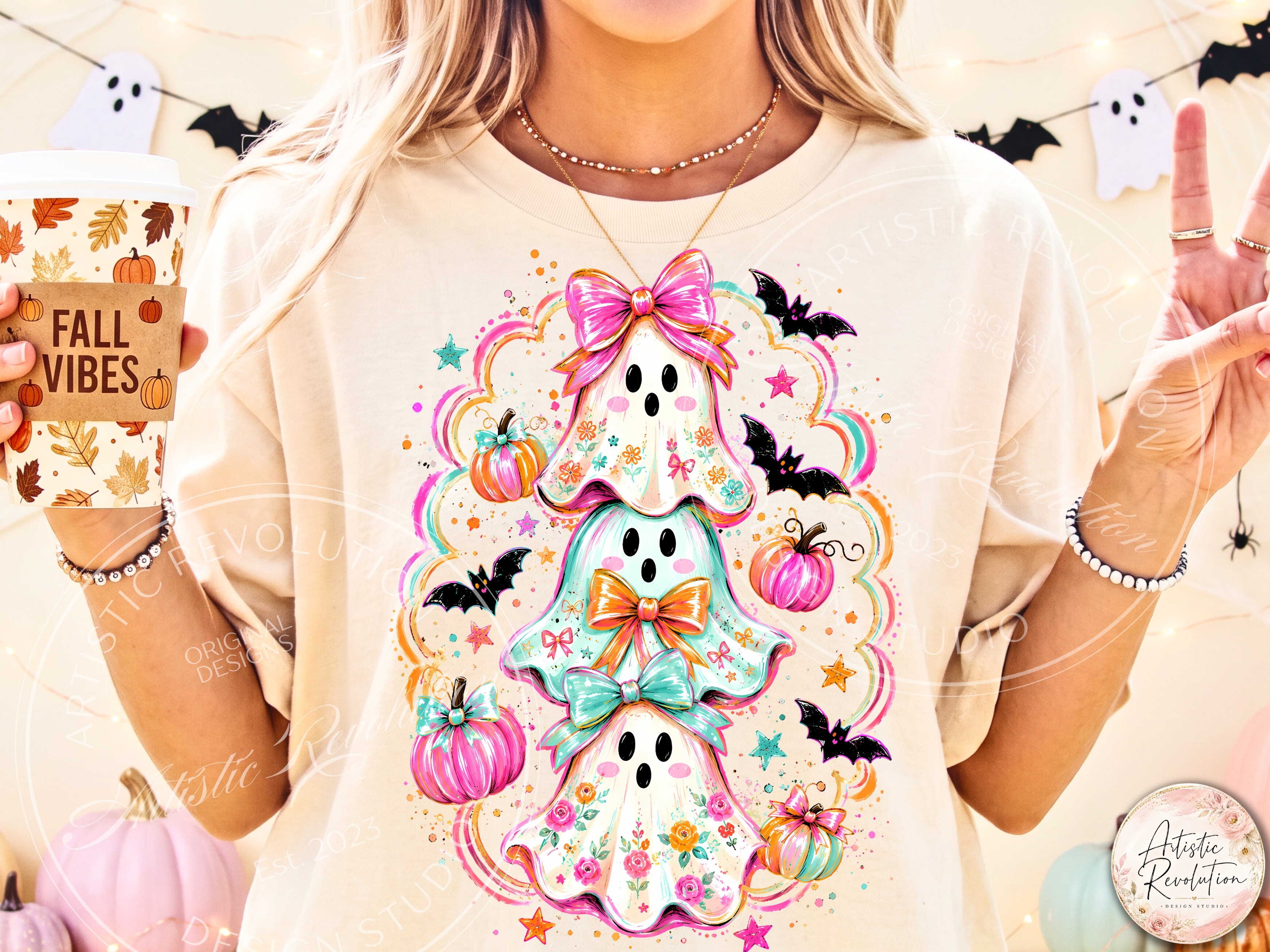 Coquette Ghost Halloween PNG Pink Spooky