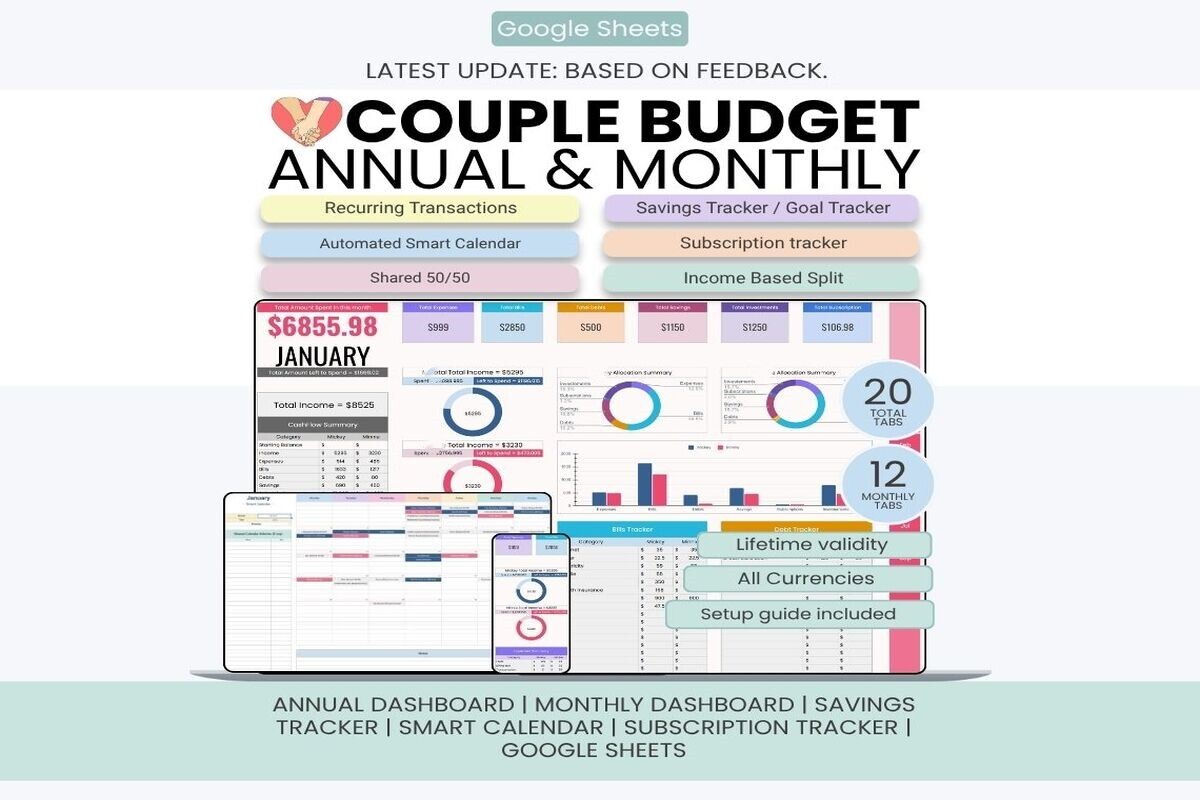 Couple Budget Planner Template - Light