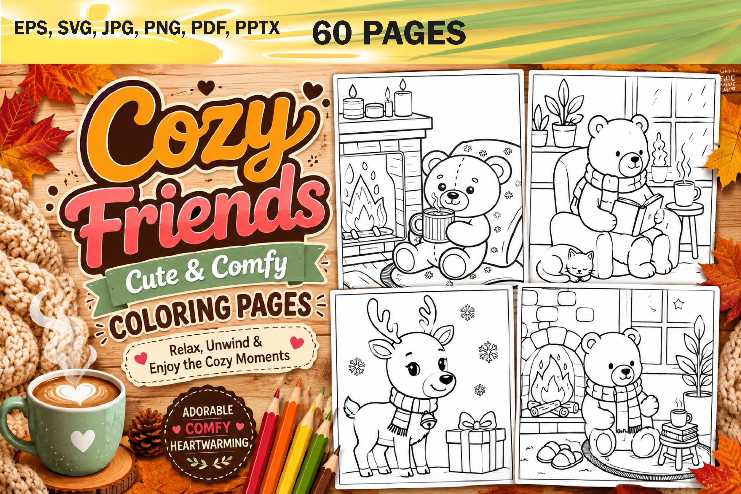 Cozy Friends: Cute & Comfy Coloring Book