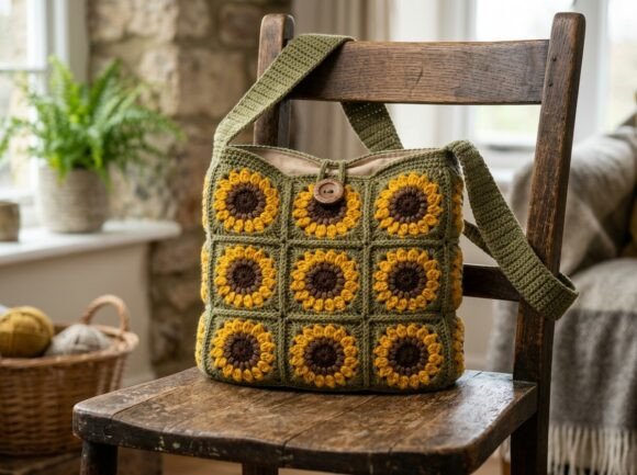 Crochet Sunflower Shoulder Bag Pattern - free crochet bag pattern