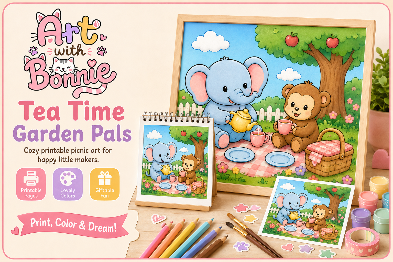 Cute Animal Picnic Coloring Pages Pack