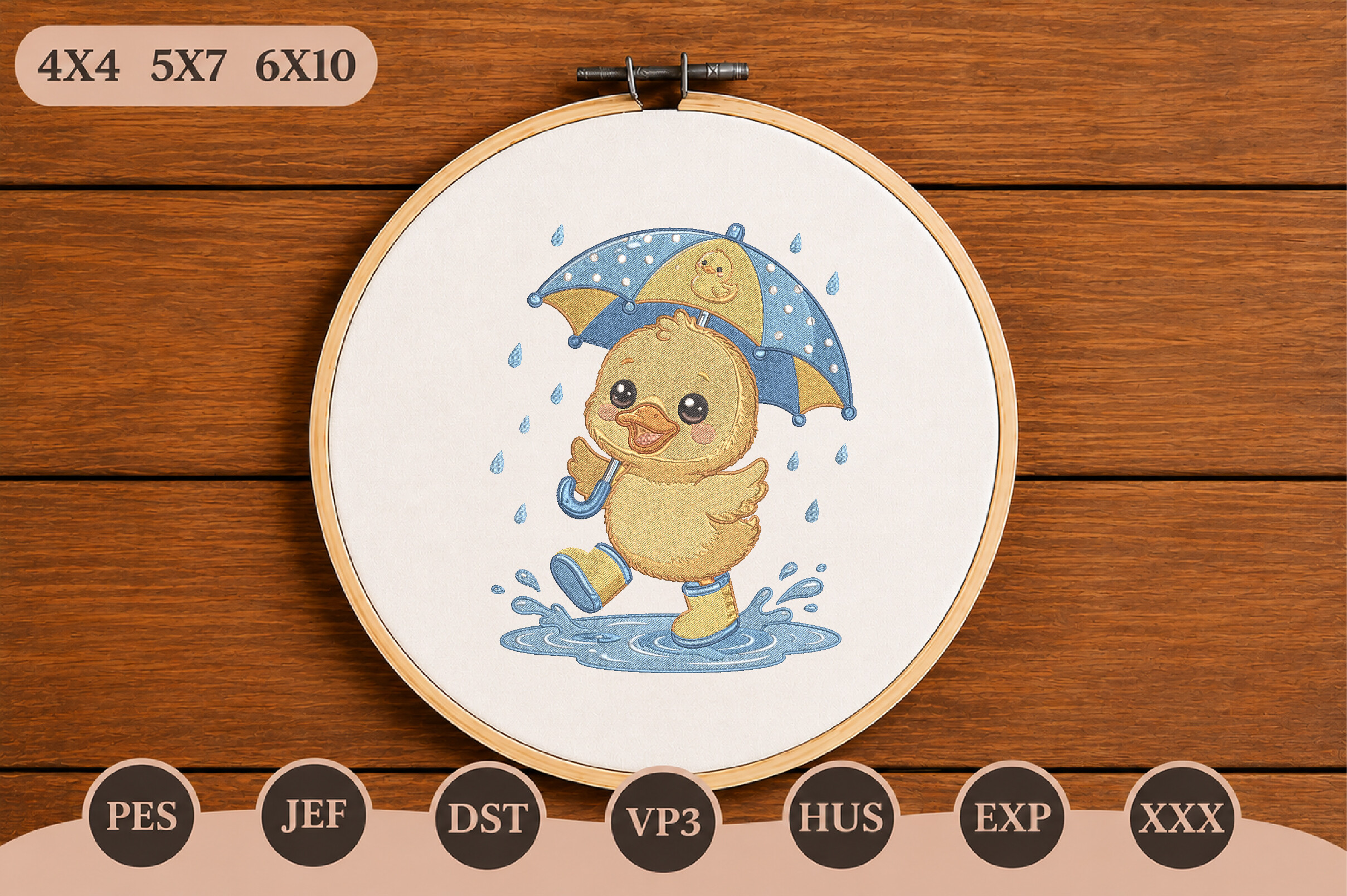 Cute Duck Umbrella Machine Embroidery