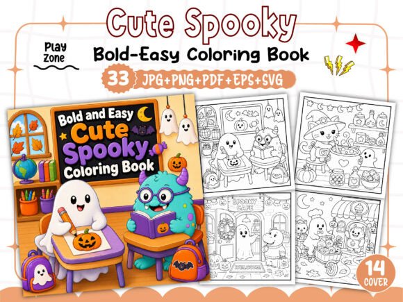 Cute Spooky Coloring Book Bold and Easy