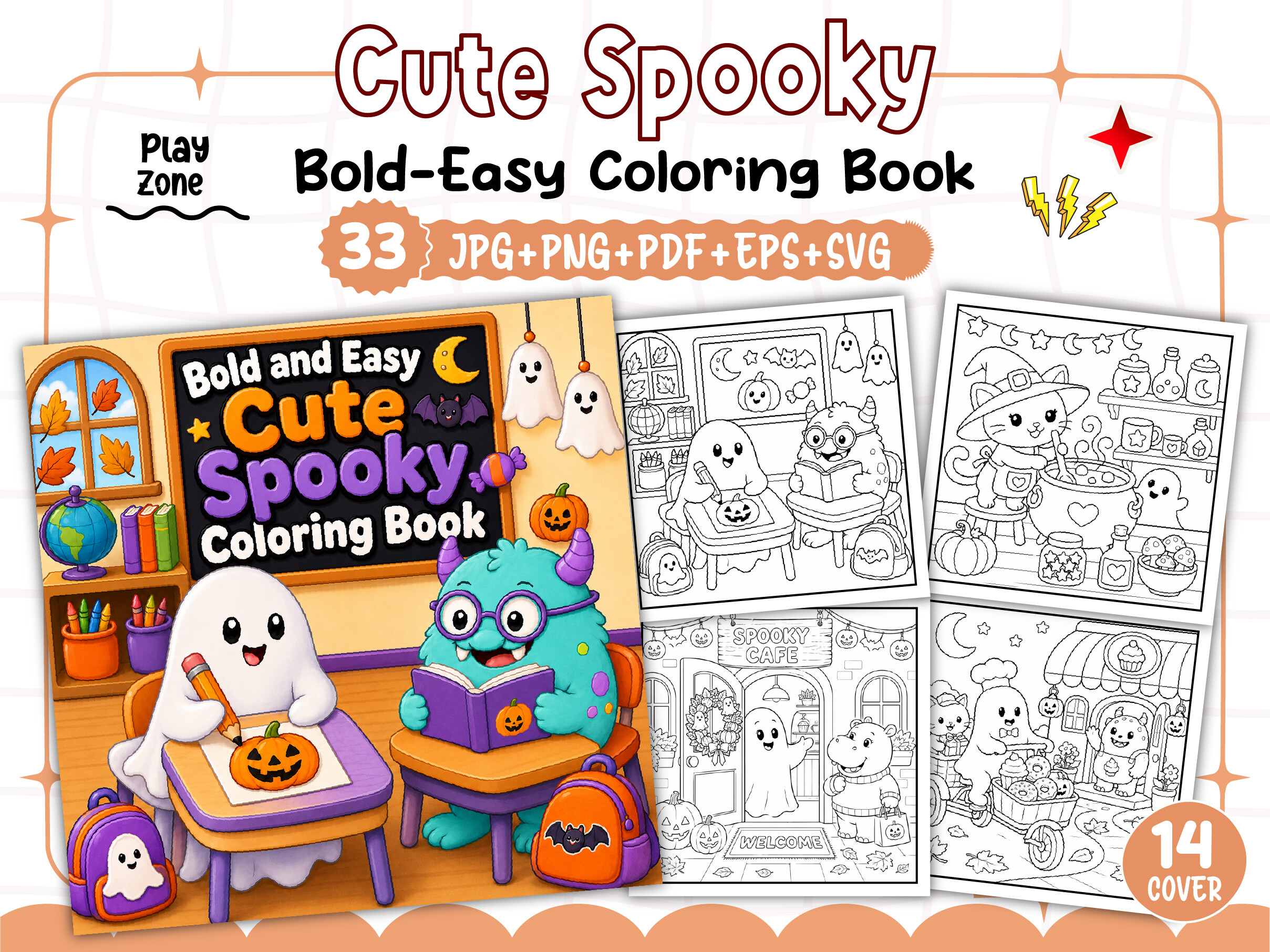 Cute Spooky Coloring Book Bold and Easy