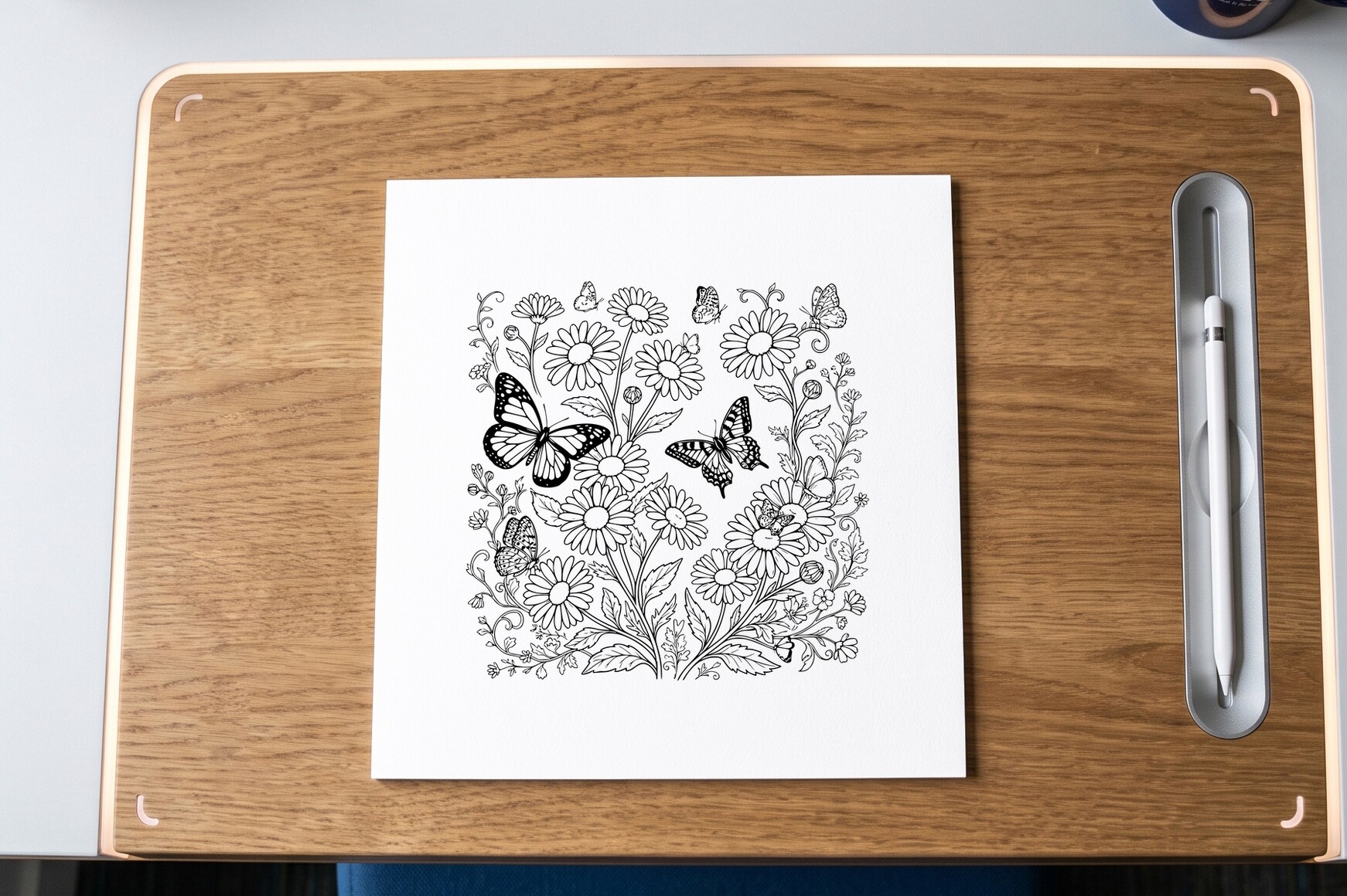 Daisies Butterflies Coloring Page