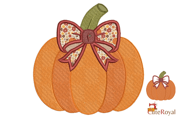 Fall Pumpkin with Applique Bow – 3 Sizes