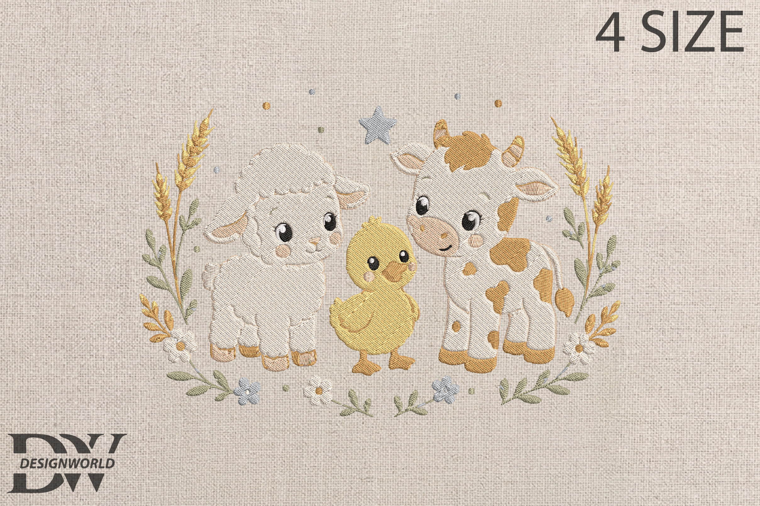 Farm Animal Embroidery Design