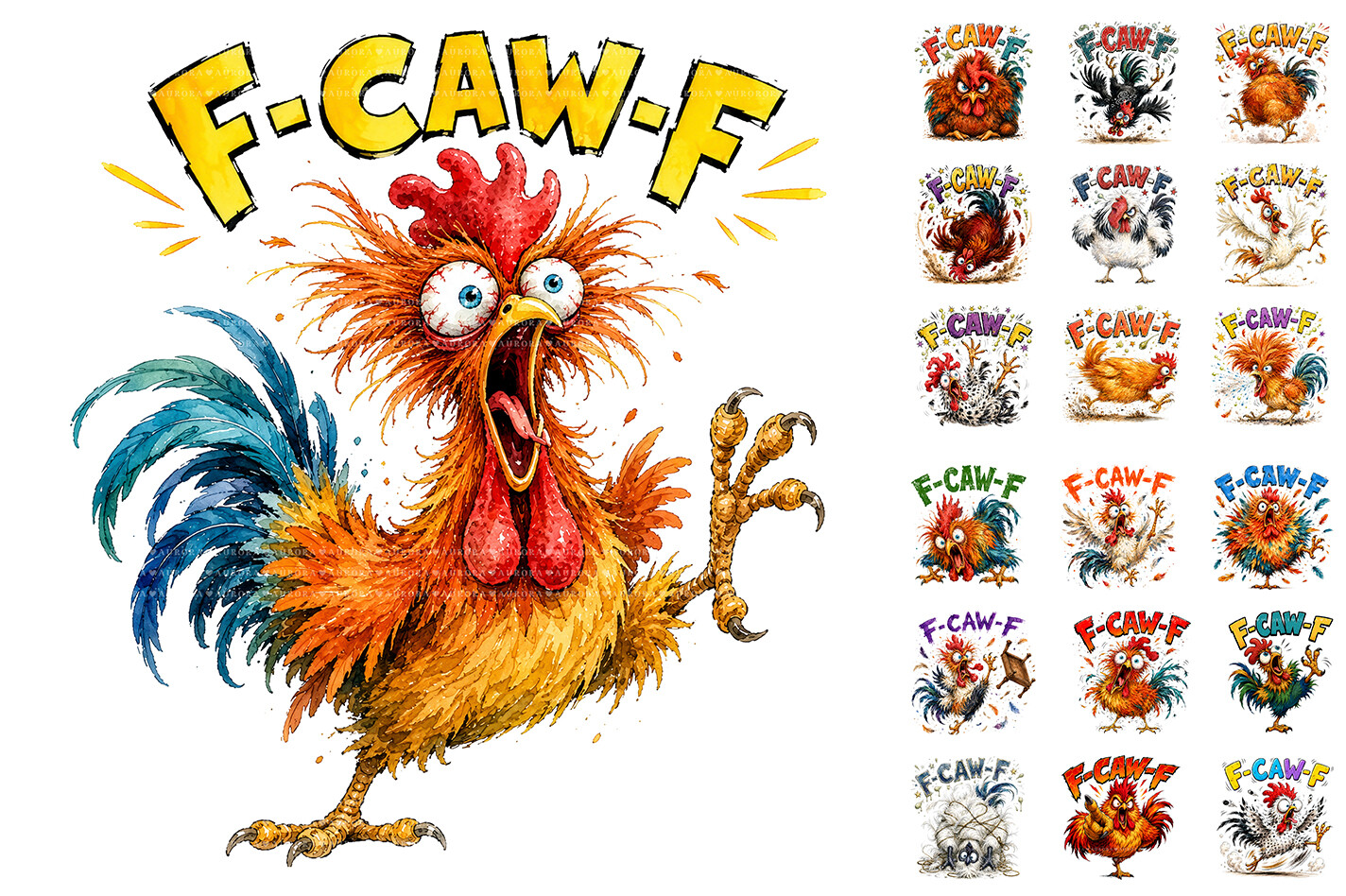 Funny F-Caw-F Chicken Sublimation PNG