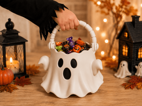 Ghost Candy Basket STL | Spooky Halloween Trick Treat Holder - Image 2