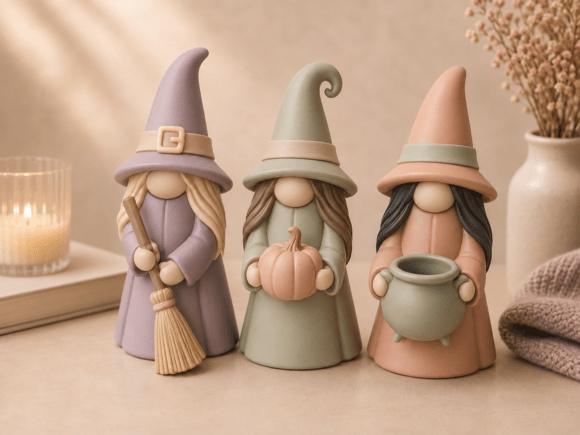 Gnome Witches STL Bundle | 3D Printable Halloween Decor - Image 1