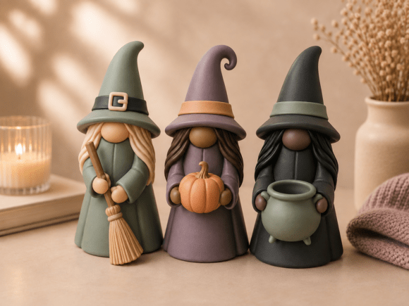 Gnome Witches STL Bundle | 3D Printable Halloween Decor - Image 2
