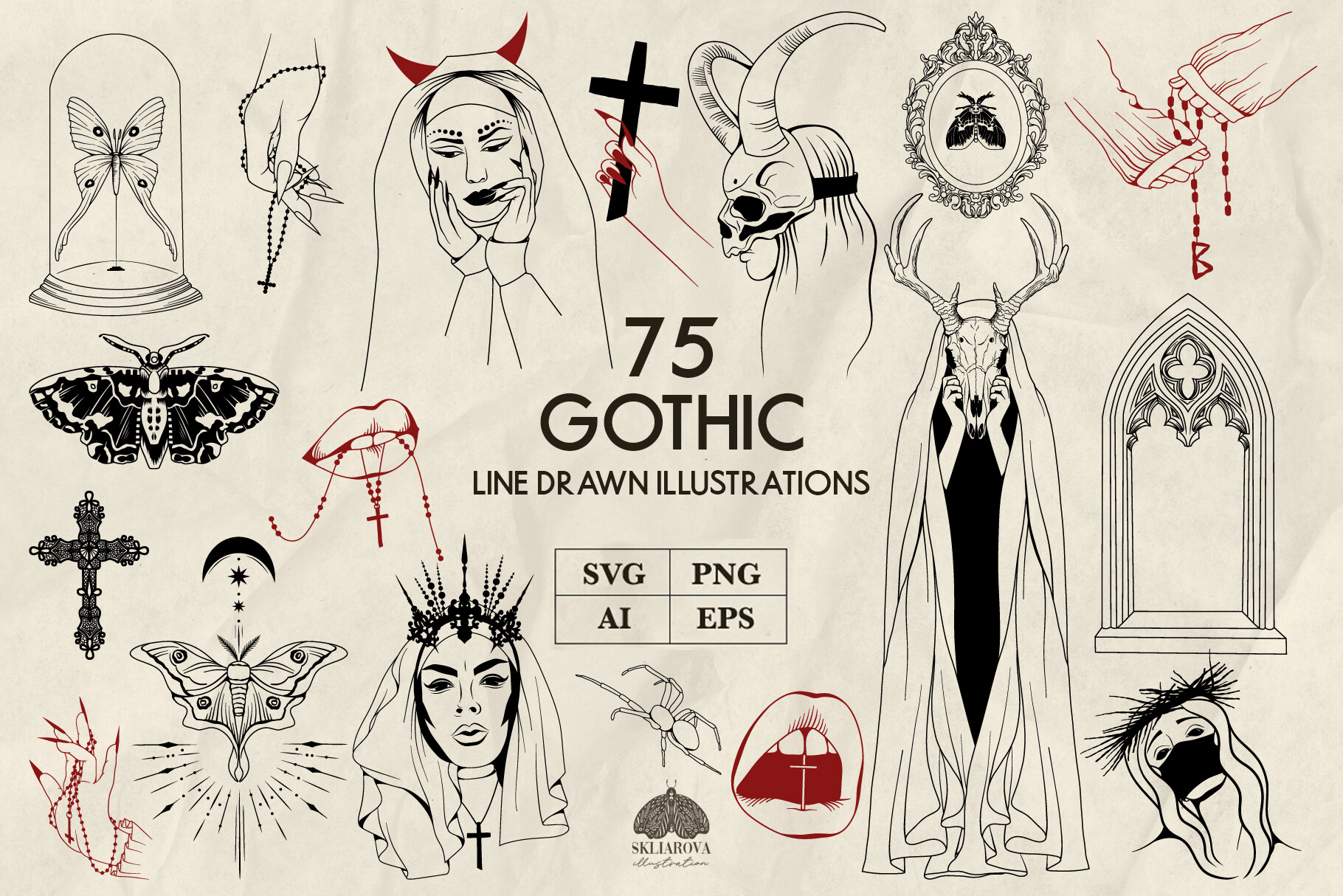 Gothic Line Art SVG PNG